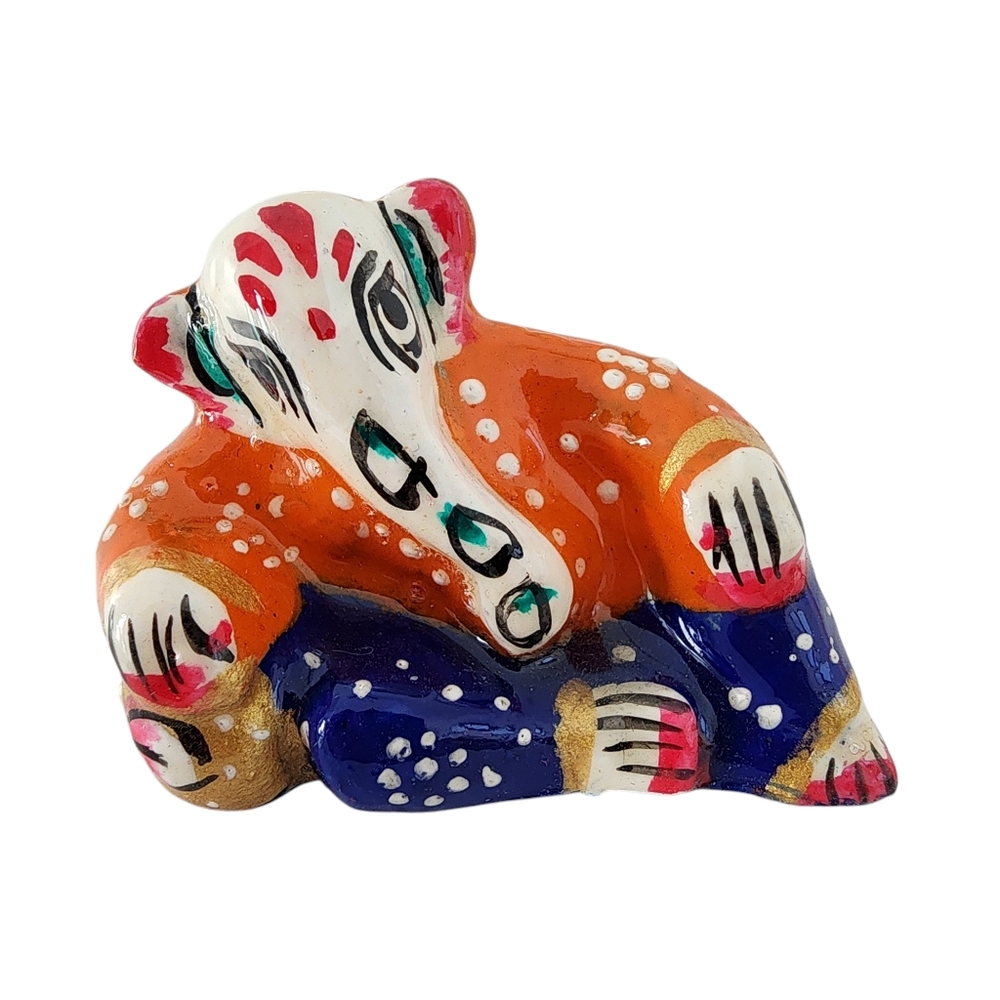 Ganesh statue small hand painted artisan made enamel on cast metal M07